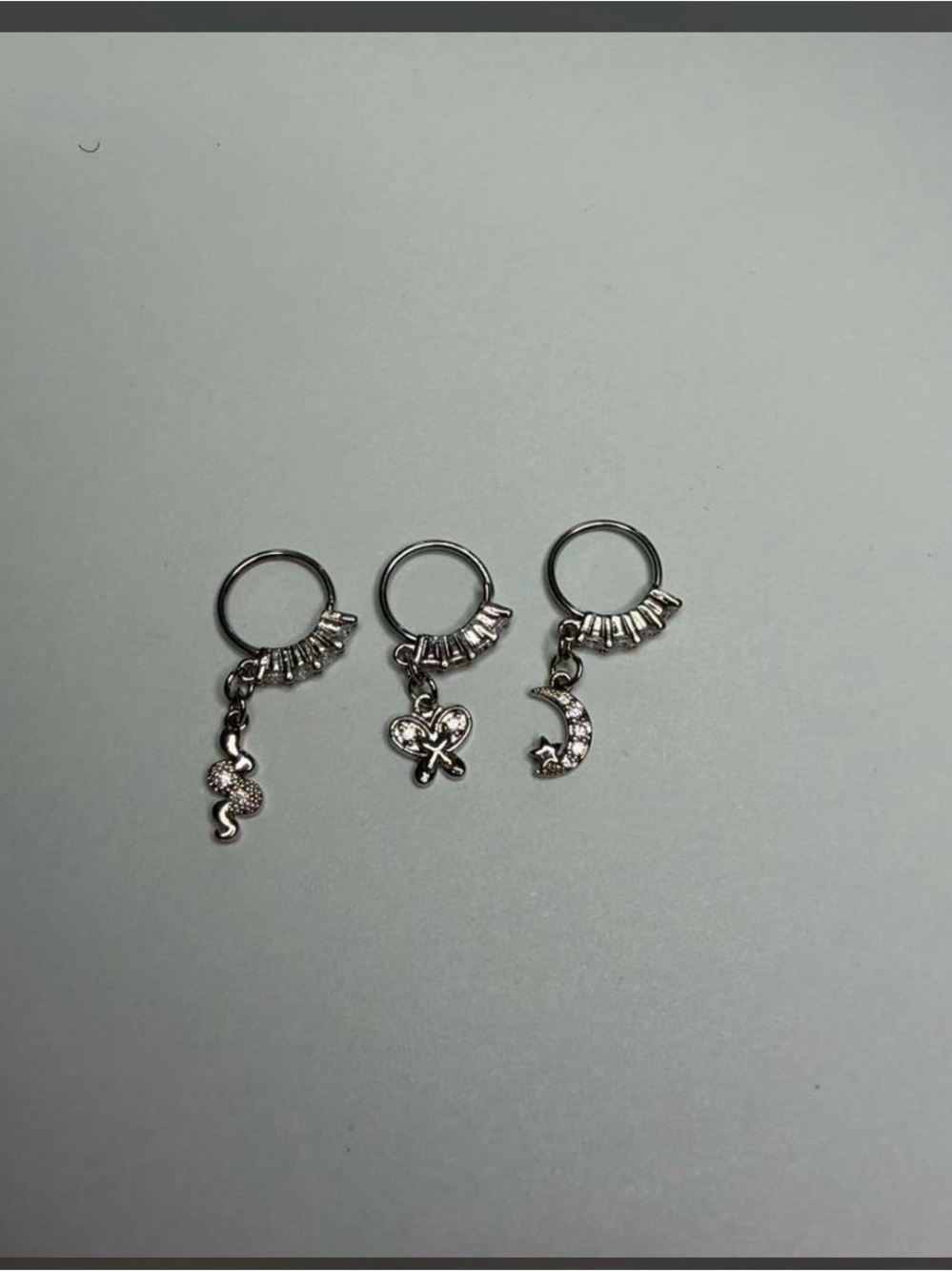 Silver Charm Hoop nose ring Set in Shiny Silver